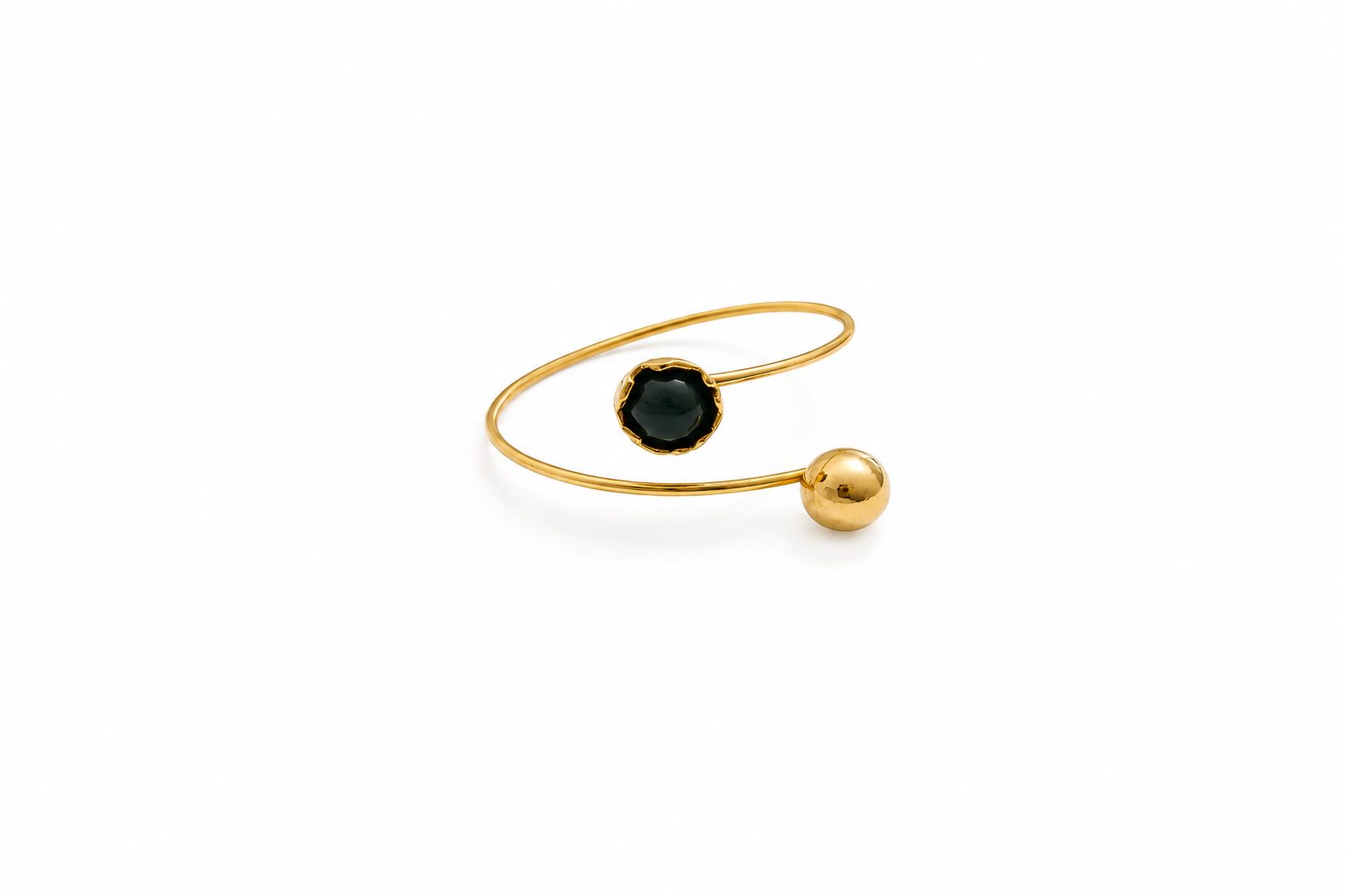 Brazalete con Bola Dorada Piedra verde F