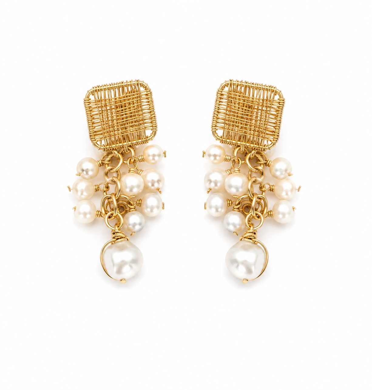 Aros cuadrado con perlas # 129