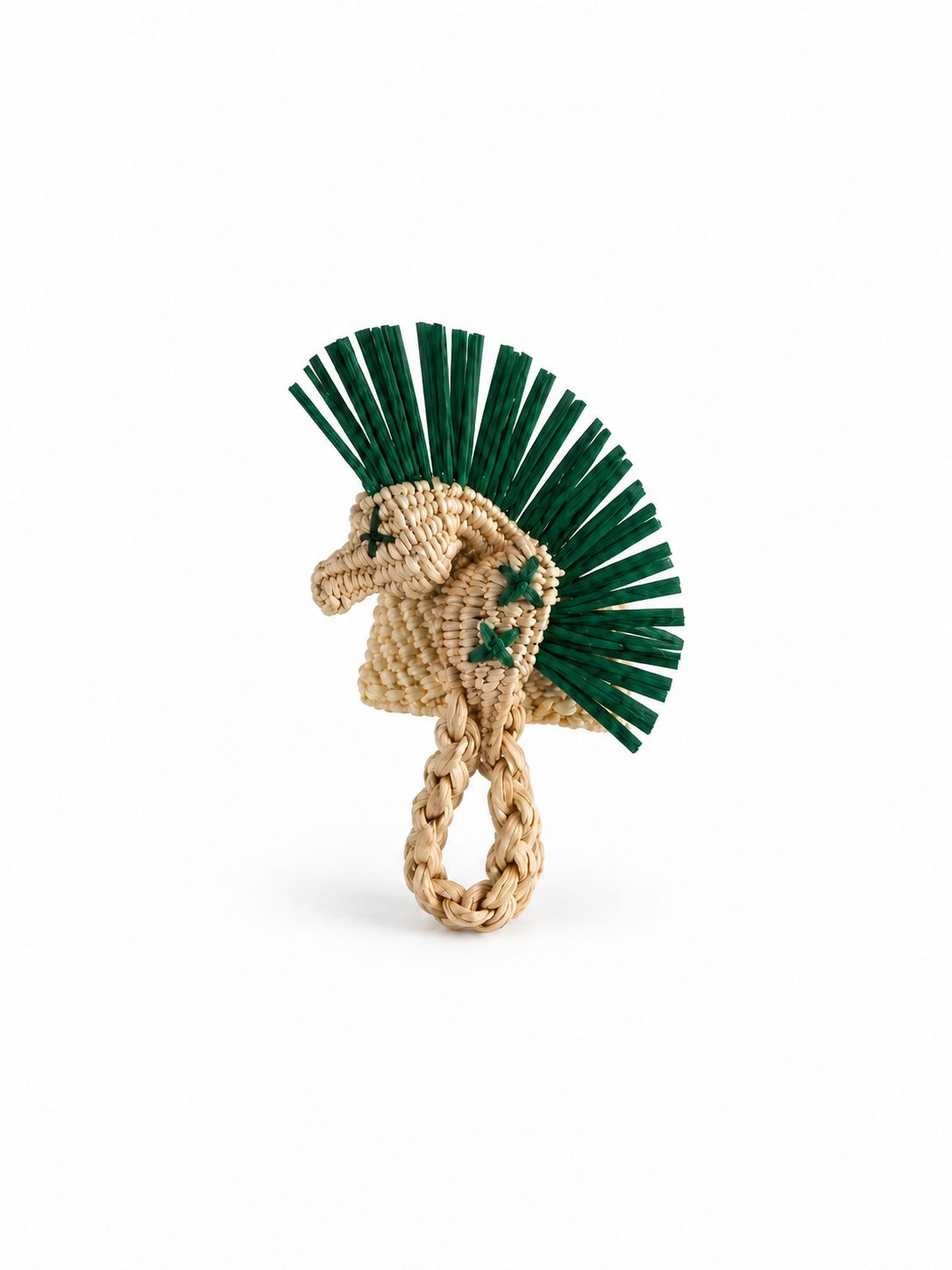Servilletero caballo de mar crudo con verde